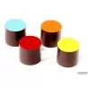 Chocolate World CW1000L28 Magnetic Polycarbonate Round High Cylinder Chocolate Mold - 22.5 x 22.5 x 20 mm - 9.5gr - 4x6 Cavit...