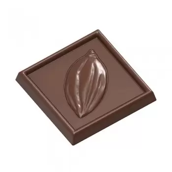 Chocolate World CW2431 Polycarbonate Napolitain Cocoa Bean Chocolate Mold - 34.5 x 34.5 x 4.5 mm - 4.5 gr - 4x7 Cavity - 275x...