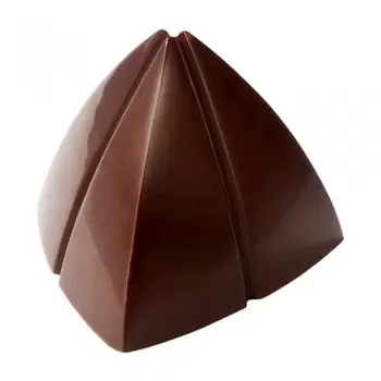 Chocolate World CW1764 Polycarbonate Striped Pyramid by Deniz Karaca Chocolate Mold - 31 x 31 x 27 mm - 9gr - 3x7 Cavity - 27...