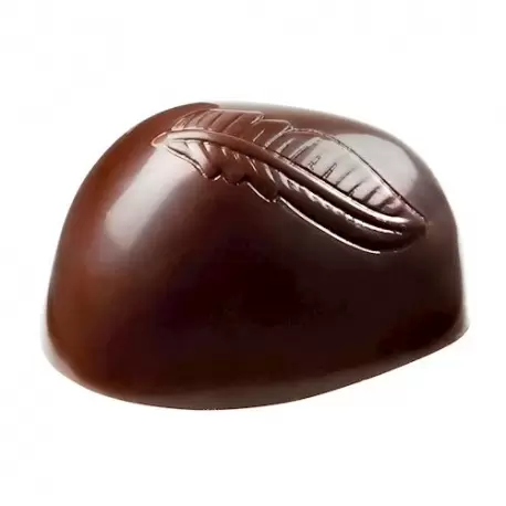 Chocolate World CW1833 Polycarbonate Leaf w/ Dome by Roger Fok Chocolate Mold - 36 x 27 x 20 mm - 12gr - 3x7 Cavity - 275x135...