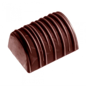 Chocolate World CW2247 Polycarbonate Log with Stripes Chocolate Mold - 36 x 26 x 18 mm - 18gr - 4x8 Cavity - 275x175x24mm Tra...