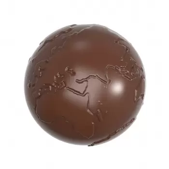 Chocolate World CW1648 Polycarbonate Globe with Map Sphere Chocolate Mold - Ø50 mm - 50 x 50 x 25 mm - 38gr - 2x4 Cavity - Do...