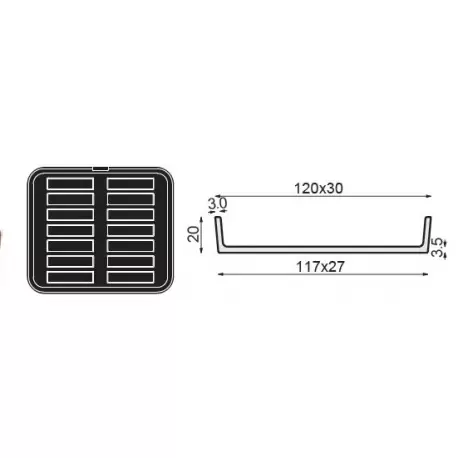 Pavoni PLATES X PAVONI Cookmatic Long Rectangular Finger Shell Plates - 120 x 30 x 20 mm - 14 Cavity Other Machines