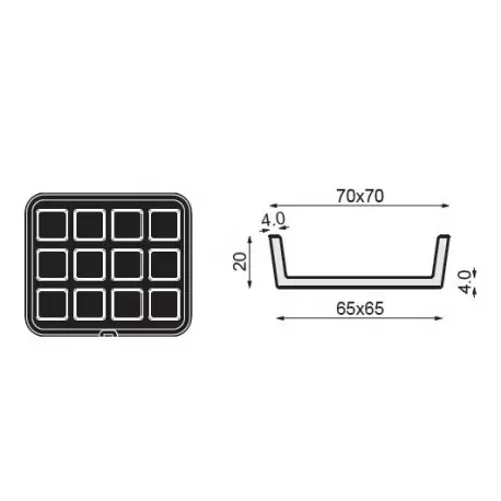 Pavoni PLATE 34 PAVONI Cookmatic Small Straight Edges sQUARE Tart Shell Plates 70 x 70 x 20 mm - 12 Cavity Other Machines