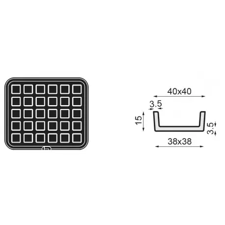 Pavoni PLATE 27 PAVONI Cookmatic Small Square Straight Edges Tart Shell Plates 40 x 40 x 20 mm - 30 Cavity Other Machines