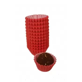 Pastry Chef's Boutique PCB2620 Glassine Chocolate Candy Cups No.4 - 1''x3/4'' - Red - 1000pcs Chocolate and Candy Wrapping