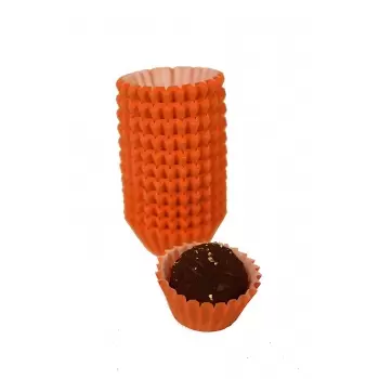 Pastry Chef's Boutique PCB2621 Paper Chocolate Candy Cups No.4 - 1''x 3/4'' - Orange - 1000 pcs Chocolate and Candy Wrapping