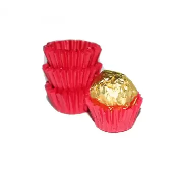 Pastry Chef's Boutique PCB2631 Glassine Chocolate Candy Cups No.3 - 0.8''x 0.6'' - Red - 1000 pcs Chocolate and Candy Wrapping