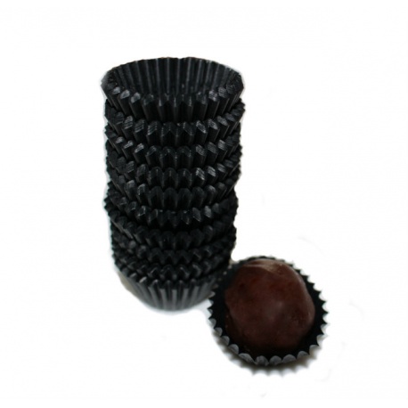 Pastry Chef's Boutique PCB2635 Glassine Chocolate Candy Cups No.3 - 0.9''x 0.66'' - Black - 1000pcs Chocolate and Candy Wrapping