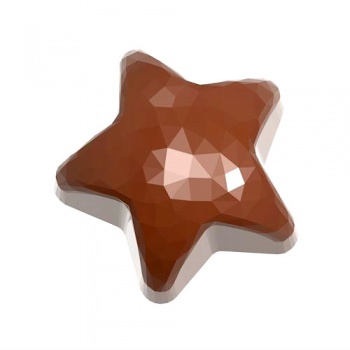Chocolate World CW1922 Polycarbonate Origami Faceted Star Chocolate Mold - 35.5 x 35.5 x 17 mm - 12gr - 3x7 Cavity - 275x135x...