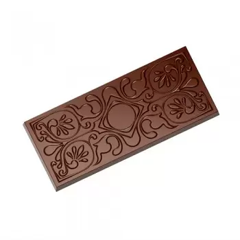 Polycarbonate Baroque Tablet Mold by Jessica Pedemont Chocolate Mold - 117.5 x 49.5 x 9 mm - 57gr - 1x4 Cavity - 275x135x24mm