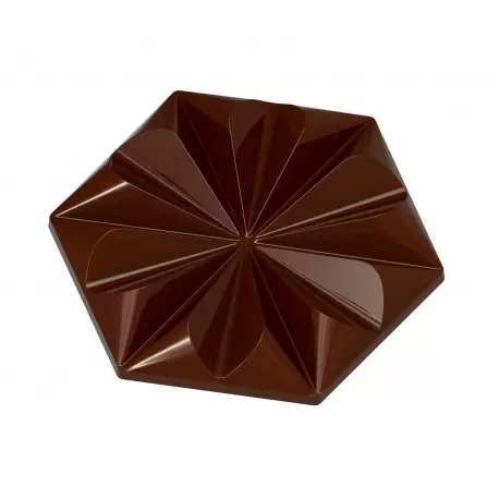 Chocolate World CW1906 Polycarbonate Ruby Flower Tablet Chocolate Mold - 103.5 x 89.5 x 13.5 mm - 56gr - 1x2 Cavity - 275x135...