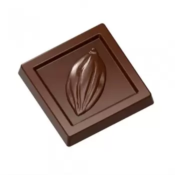 Chocolate World CW1901 Polycarbonate Cocoa Bean Square Chocolate Mold- 31.5 x 31.5 x 5 mm - 5gr - 3x7 Cavity - 275x135x24mm B...