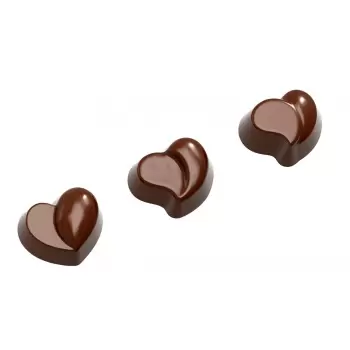 Chocolate World CW1576 Polycarbonate Assorted Modern Hearts Chocolate Mold - 29 x 34.5 x 17 mm - 12gr - 3x7 Cavity - 275x135x...