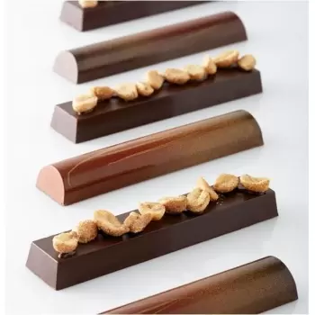 Cacao Barry MLD-090544-M00 Polycarbonate Chocolate Rounded Straight Bar Mold - 118 x 23 x 14 mm - 2x5 Cavity - 275 x 135 x 24...