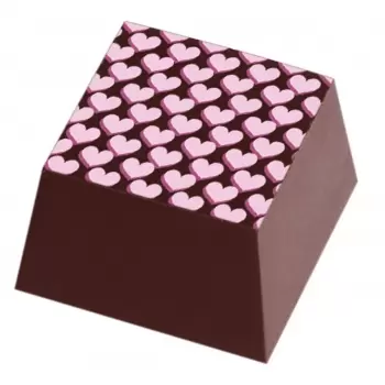Chocolate Transfer Sheets - Small Pink Valentine Hearts TWICE - Pack of 20 Sheets - 135 x 275 mm