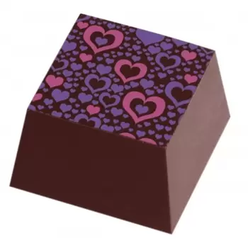 LF003240 Chocolate Transfer Sheets - Pink and Purple Heart BONAVITA - Pack of 20 Sheets - 135 x 275 mm Chocolate Transfer Sheets