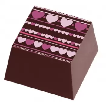LF003244 Chocolate Transfer Sheets - Pink Lazlo Hearts - Pack of 20 Sheets - 135 x 275 mm Chocolate Transfer Sheets
