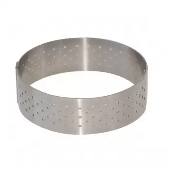 De Buyer 3099.01 De Buyer Stainless Steel Perforated Tart Ring - 3/4'' High Round Ø 2'' Finger & Individual Tart Rings