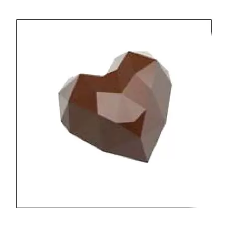 Chocolat Form CF0245 Polycarbonate Chocolate Molds - Origami Faceted Hearts 34x33x20 mm - 13.5 gr - 21 Cavity - 135x275x20 mm...