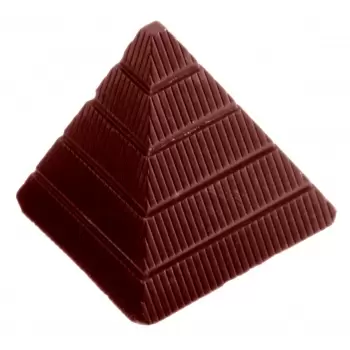 Chocolate World CW1260 Polycarbonate Egyptian Pyramid Chocolate Mold - 31 x 31 x 29 mm - 13gr - 3x7 Cavity - 275x135x24mm Mod...