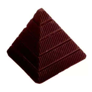 Chocolate World CW1547 Polycarbonate Egyptian Pyramid Chocolate Mold - 27 x 27 x 29 mm - 8.75gr - 4x7 Cavity - 275x135x24mm M...