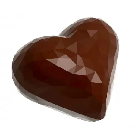 Chocolate World CW1914 Polycarbonate Origami Faceted Small Heart Chocolate Mold- 34 x 28.5 x 12 mm - 6.5gr - 3x7 Cavity - 275...