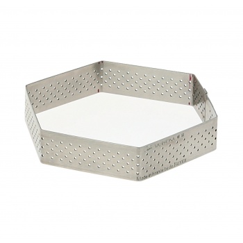 De Buyer 3099.60 De Buyer Stainless Steel Hexagonal Perforated Tart Ring - 3/4'' High Round Ø 4'' Finger & Individual Tart Rings