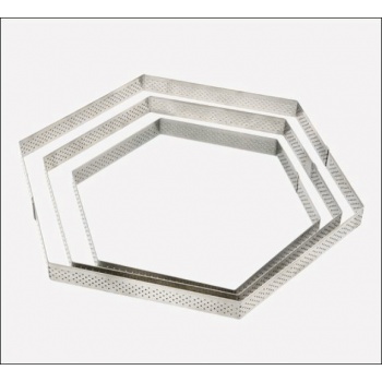 De Buyer Stainless Steel Hexagonal Perforated Tart Ring - 3/4'' High Round Ø 4''