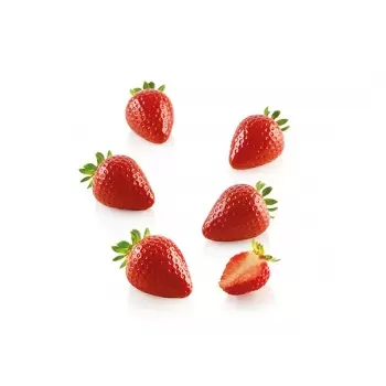 Silikomart Mini Strawberry FRAGOLA 30 Single Part Silicone Mold Set -4 8 x 37 x 33 mm - 15 Cavity - 30 ml