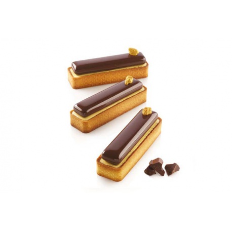 Silikomart 25.276.87.0065 Silikomart Professional INDIVIDUAL RECTANGULAR KIT TARTE RING 120 x 35 mm - 26ml Silikomart Silicon...
