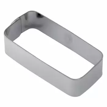 Pavoni X19 Stainless Steel Rectangular Rounded Corners Tart Rings Height: 3/4'' - 78 x 36.5 x 20 mm Finger & Individual Tart ...