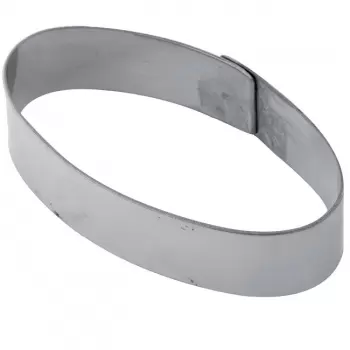 Pavoni X18 Stainless Steel Oval Tart Rings Height: 3/4'' - 44 x 82 x 20 mm Finger & Individual Tart Rings