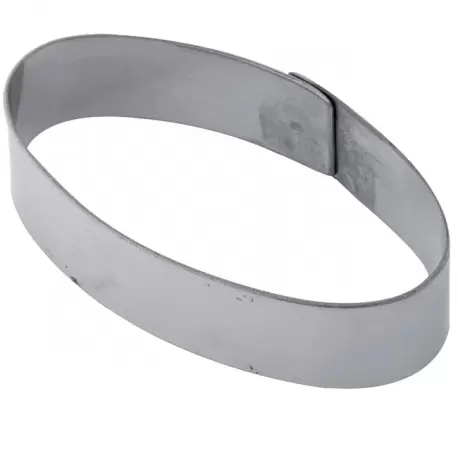 Pavoni X18 Stainless Steel Oval Tart Rings Height: 3/4'' - 44 x 82 x 20 mm Finger & Individual Tart Rings