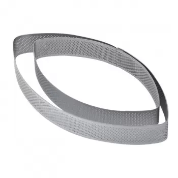 Pavoni XF24 Microperforated Stainless Steel Pointy Oval Rings - 270 x 145 x 35 mm Oval Tart Rings