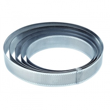 Pavoni XF1535 Microperforated Stainless Steel Deep High Round Tart Ring - Ø 15 cm - 35 mm High Round Tart Ring