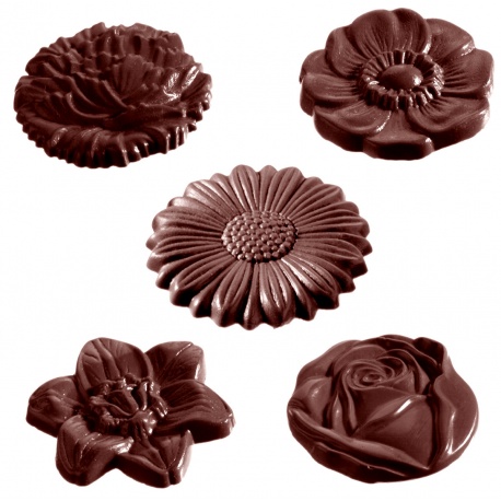 Chocolate World CW2224 Polycarbonate Caraque Flower Chocolate Mold