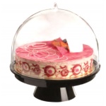 Clear Plastic Pastry Cake Dome Display Ø 260mm x 280 mm High - Black Base - One Piece
