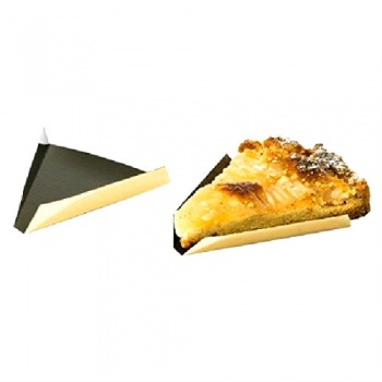 Pastry Chef's Boutique 15559 Triangle Monoportion Tart Pastry Board Tray Gold / Black - 90 x 110 mm - 3.55''x 4.3'' - 200 pce...