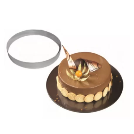 Pastry Chef's Boutique M06760 Mallard Ferriere Stainless Steel Entremet Ring 10cm x 3.5cm Entremet Rings - 1.38'' High (35mm)