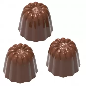 Chocolate World CW1859 Polycarbonate Mini Canneles Chocolate Mold- 24.5 x 23.5 x 21.5 mm - 9gr - 3x7 Cavity - 275x135x24mm Mo...