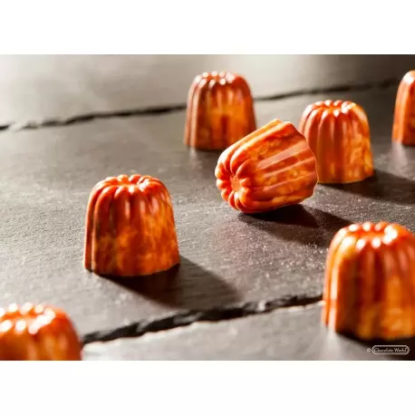 Chocolate World CW1859 Polycarbonate Mini Canneles Chocolate Mold- 24.5 x 23.5 x 21.5 mm - 9gr - 3x7 Cavity - 275x135x24mm Mo...