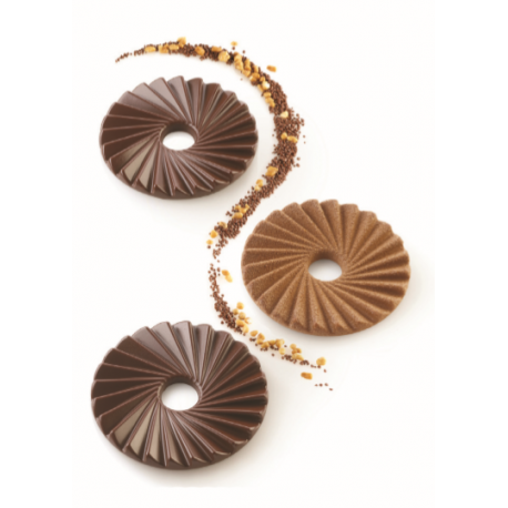 Silikomart 36.312.87.0065 Silikomart Professional PLISSÉ 23 by Jérôme de Oliveira Pleated Round Silicone Mold- 75 x 7.7mm 23m...