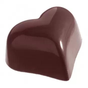Chocolate World CW1526 Polycarbonate Small Puffy HeartChocolate Mold - 31 x 27 x 17 mm - 9gr - 4x7 Cavity - 275x135x24mm Vale...