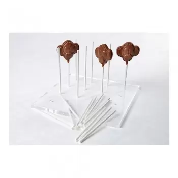 Chocolate World LSTAND Lollipop Stand - Transparent Solid Plexiglass - 180x180x8mm - 16 holes 3,9mm diameter holes Display fo...
