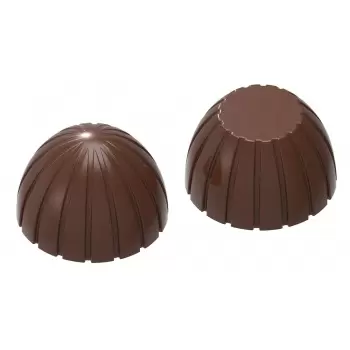 Chocolate World CW1962 Polycarbonate Coconut / Stiped Sphere Chocolate Mold - 23 x 23 x 29 mm - 10.5gr - 3x8 Cavity - 275x135...