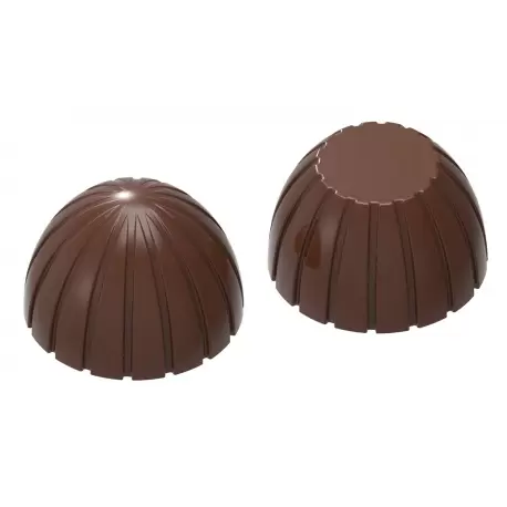 Chocolate World CW1962 Polycarbonate Coconut / Stiped Sphere Chocolate Mold - 23 x 23 x 29 mm - 10.5gr - 3x8 Cavity - 275x135...