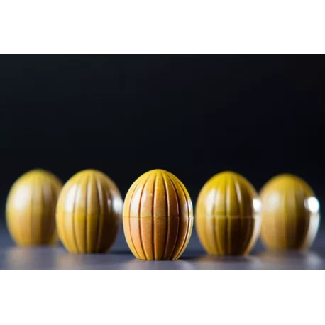 Chocolate World CW1962 Polycarbonate Coconut / Stiped Sphere Chocolate Mold - 23 x 23 x 29 mm - 10.5gr - 3x8 Cavity - 275x135...