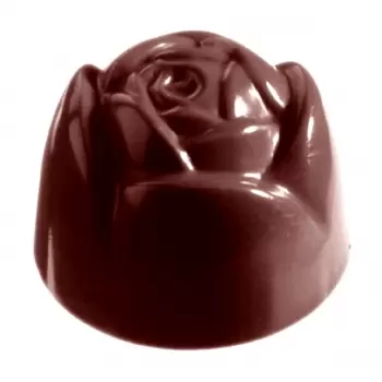 Chocolate World CW2244 Polycarbonate Rose Flower Chocolate Mold - 28 x 28 x 20 mm - 12 gr - 4x8 Cavity - 275x175x24mm Valenti...