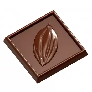 Chocolate World CW1540 Polycarbonate Caraque Square Cocoa Bean (Same as CW2431) Chocolate Mold - 34x34x5mm - 4.35gr - 3x7 Cav...